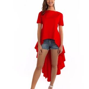 English Factory Vibrant Red Fishtail Top